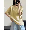Traje estiloso e jovial no estilo dopamina: nova camiseta de manga três quartos, roupa feminina plus size de algodão puro, blusa de algodão e linho de manga média