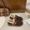 Sapatos Casuais de Couro Macio com Solado Grosso e Pelúcia Outono e Inverno Sapatos para Dirigir Botas de Neve Quentes Sapatos de Algodão Sapatos Femininos Calçados para Exterior Sapatos Peludos