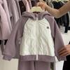 [Etiqueta D] Traje para Niñas Ropa de Otoño 2025 Nuevo Estilo Otoño al Aire Libre para Niños Color de Contraste Acolchado de Algodón Conjunto de Dos Piezas para Niños