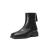 Botas de tornozelo femininas ZHR com salto grosso e bico quadrado, nova coleção de outono 2026, botas pretas retrô de corte justo, versáteis e estilosas