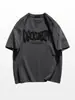 Camiseta de Algodón Pesado Manga Corta Color Borgoña para Hombre Verano 2025 Nueva Camiseta Americana High Street Holgada Casual