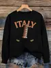 Moletom Feminino com Estampa de Arquitetura Italiana Bonita Hip-Hop Macio Roupa Esportiva Gola Redonda Pulôver Caimento Solto