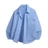 Nova Coleção Primavera e Outono Camisa Masculina Fina de Cor Sólida, Corte Solto, com Gola Lapela, Camisa Casual Versátil de Manga Longa para Jovens e Homens de Meia-Idade