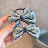Bobby Cuentos de Hadas Estilo Coreano Borde de Gancho Floral Tela de Mezclilla Lazo Tarjeta para el Cabello de Niños Anillo para el Cabello Accesorios para el Cabello de Encaje para Niñas
