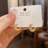 Moda Japonesa Coreana Simple Diamante Incrustado Textura Metálica Aro para Oreja Redondo Personalidad Lujo Ligero Diseño Único Estilo Frío Aro de Pendiente