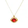Nuevo collar colgante Ruyi de fideos de huevo naturales imitación grueso dorado incrustado elegante de alta calidad a la moda gorgeous