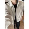 Camisa Masculina Outono Novo Estilo Falso Duas Peças Patchwork Estilo Hong Kong Tamanho Grande Gola Lapela Cor Sólida Camisa Masculina Manga Longa Top