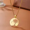 Collar Geométrico Popular de Acero Inoxidable Transfronterizo, Nuevo Colgante Estilo Vacacional Chapado en Oro de 18 quilates, Acero de Titanio Versátil para el Verano