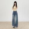 Jeans Vintage de Pierna Ancha y Caída para Mujer 2025 Nuevo Verano Rectos Sueltos Adelgazantes High Street Lavados Pantalones Largos hasta el Piso