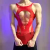 Lingerie Sexy para Lóbulos Masculinos, Novo Estilo Peça Única de Malha Justa, Lingerie Sexy Transparente, Design Tentador com Abertura na Virilha, Rasgável