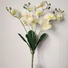 Orquídea Phalaenopsis Artificial de 5 Ramas para Exhibición en Sala de Estar, Orquídea Falsa en Maceta con Textura de PU, Flor Decorativa para el Hogar