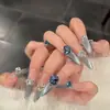 Uñas Postizas Lindas y Transparentes Estilo Ojo de Gato, Parches Gruesos para Uñas, Uñas Acabadas Ovaladas Cortas Removibles Venta al por Mayor