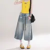 Shorts de Mezclilla para Mujer, Verano Modernos Versátiles Estilo Nuevo, Retro Americano Estrellas Desgastadas Estampado, Corte Holgado, Pantalones Cortos Súper Populares