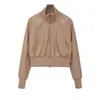 Jaqueta Bomber de Couro Sintético com Zíper Decorado e Gola Alta para Mulheres F71195 - Moda Europeia e Americana Outono/Inverno 2026