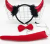 Faixa de Cabeça com Chifres de Halloween Conjunto de Tridente Faixa de Cabeça de Diabo Vermelho Adereços para Show de Máscaras Infantil e Adulto