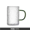 Taza de Té de Flores de Vidrio Martillado de Alto Borosilicato con Asa para Jugo de Colores, Leche, Agua Transparente para Uso Doméstico