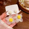 Flores de Verão em Plena Floração~ Brincos Florais Coloridos e Transparentes Estilo Férias para Mulheres, Brincos de Design Único para Fotos na Praia