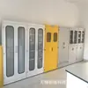 Producción de botiquín de acero completo, dos capas superior e inferior, puertas de gabinete de vidrio superior e inferior, bisagra de acero inoxidable con laminado