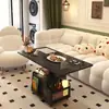 Carrito de Mesa de Café Móvil Plegable y Giratorio para Apartamentos Pequeños, Mesa Lateral para Sofá, Gabinete Lateral, Mesa de Comedor de Doble Propósito, Mesa de Té