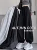 Pantalones de chándal negros para mujer, nuevo estilo otoño 2026, pantalones tipo harén, casual, petite, estilo americano, pantalones tipo jogger de corte holgado