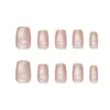 Manicure Usável Feita à Mão Rosa Doce Marrom Olho de Gato Patch de Unha Postiça Removível Patch de Unha Usável 30 Peças Atacado
