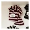 Cachecol Infantil de Tricô Outono e Inverno Novo Estilo Etiqueta de Tecido Listrada Moderno e Versátil Para Menino e Menina Cachecol Quente à Prova de Vento