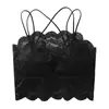 Camisola de encaje con hermoso diseño en la espalda para mujer, pura y sexy, adecuada para usar como prenda exterior o interior, con copas incorporadas, talla grande, fina y transpirable para el verano