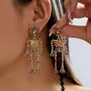 Brincos de Caveira com Pedras de Diamante de Metal Mais Vendidos da Amazon, Brincos de Esqueleto Humano Únicos e Excêntricos, Atacado Transfronteiriço Europeu e Americano