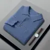 Suéter de cachemira para hombre con cuello polo, camisa base de punto con cuello de camisa, suéter de cachemira para hombre estilo business casual, caballero de negocios