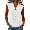 2026 Verano Europeo y Americano Transfronterizo Comercio Exterior Nuevo Estilo Color Sólido Cuello Solapa Sin Mangas Top Holgado Casual Versátil Camisa para Mujer