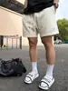 Shorts Casuais Versáteis de Perna Larga Estilo High Street Americano para Homens, Calças de Moletom Básicas Tendência de Verão Cor Sólida Largas Retas