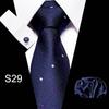 Corbata azul de tres piezas para hombre, corbata formal, suministro directo de fábrica, transfronterizo