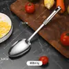 Juego de Utensilios de Cocina de Acero Inoxidable Cuchara Espátula Espátula de Cocina Espátula Ranurada Cuchara Ranurada Cucharón Cuchara para Arroz Servidor de Pasta Tenedor para Carne Juego de Siete Piezas para Cocinar