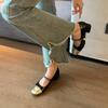 2386-55 Outono Novo Sapatos Mary Jane Quadrados de Bico Quadrado e Salto Quadrado Baixo Estilo Francês com Opções de Tamanho Amplas para Mulheres, Tamanhos 41 a 4
