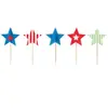 Decoración creativa para pastel de vacaciones inserción de tarjeta corazón estrella de cinco puntas tarjeta de decoración inserción de banderín palillo de dientes desechable inserción de tarjeta de pastel