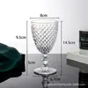 Nuevo Patrón Vertical con Vidrio de Vino Tinto Phnom Penh con Relieve de Diamantes con Base Taza de Jugo Boda Fiesta Vidrio de Vino