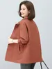 Moderna prenda de abrigo de primavera y otoño para mujeres de mediana edad y mayores, corte holgado, talla grande, color liso, estilo cárdigan, top de manga larga, de un solo botón