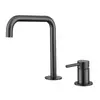 Bacia de aço inoxidável 304 com dois furos, torneira quente e fria, acabamento escovado dourado, preto, cinza chumbo, gabinete de banheiro com bacia