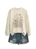 Moletom casual feminino Amazon eBay site independente estampa floral margarida rosa e amarela outono inverno