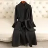 Abrigo de Lana de Alpaca Doble Faz Estilo Hepburn para Mujer, Corte Largo, Nueva Colección Otoño e Invierno, Abrigo de Lana Ceñido a la Cintura con un Toque de Lujo
