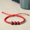 Pulseira de Cinábrio Areia Dourada Roxa para Mulheres e Homens Pulseira de Cordão Vermelho Tecida à Mão