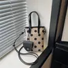 Mini bolso tote de lunares estilo coreano, bolso pequeño vintage de bloques de color, bolso cruzado simple y casual, bolso de moda para mujer