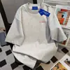 Camiseta Personalizada de Algodão Puro Pesado Estilo Street Versátil Manga Curta para Homens e Mulheres, Verão Solta Modeladora Gola Redonda Comprimento Médio Ins