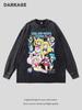 Sudadera Redonda Oversize Holgada Lavada Desgastada Pesada 280g Estilo Marinero Retro Americano Transfronterizo