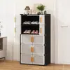 Zapatero Simple con Doble Puerta, Gabinete de Almacenamiento Multicapa para Uso Doméstico, Atractivo Zapatero a Prueba de Polvo para Uso en Interiores, Venta al por Mayor para Exportación