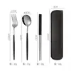 Talheres de Aço Inoxidável Hashi Colher Conjunto Talheres Portáteis Portugueses Conjunto de Três Peças Faca, Garfo e Colher Ocidentais Hashi