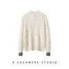 Nueva camiseta base 100% cachemira pura para otoño e invierno, tejida con cuello semi-alto, abotonada, con bloques de color, elegante y versátil para el uso diario de la mujer