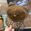 Chapéu Newsboy Estampa Leopardo Retrô com Orelhas de Gato Feminino Aba Macia Bordado de Gato Chapéu Octogonal Fofo Redutor de Idade Emagrecimento Facial Chapéu de Pintor