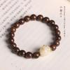 Rosário de sândalo dourado criativo único círculo de cura de mão garra de gato bonito pulseira simples retrô pequeno pinheiro pulseira de frutas