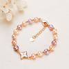 Suministro directo de fábrica Zhuji perla casi redonda de 5 mm incrustada con joya de mariposa de agua pulsera simple elegante pulsera de perla de agua dulce para mujer